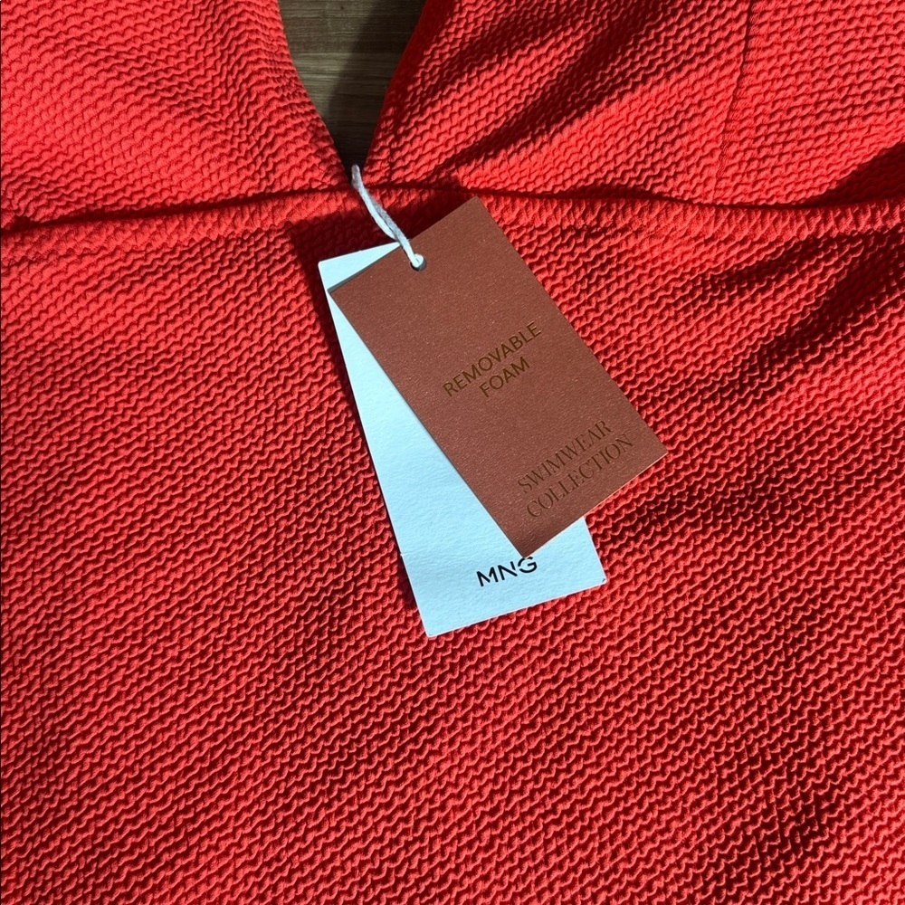 Mango Vneck Rib One Piece Bathing Suit Red Size 2x - Picture 8 of 9